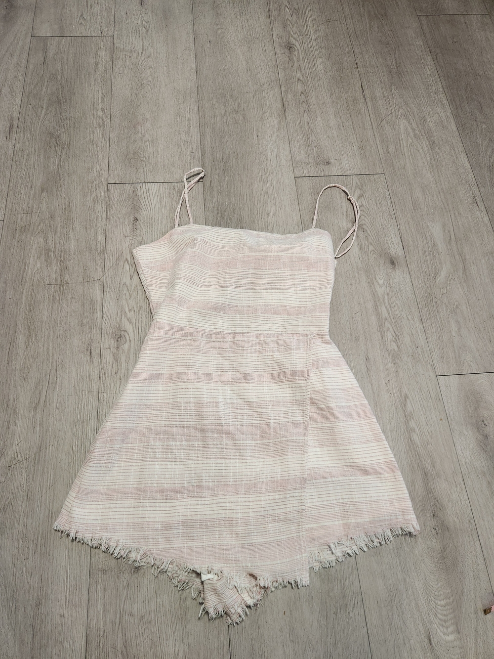 Cotton Candy LA Pink Striped Fringe Tie-Back Romper S